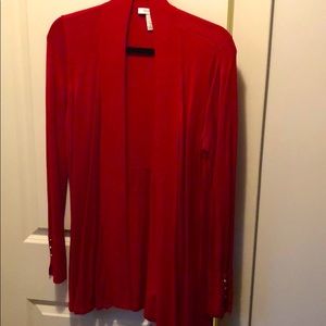 Red cardigan